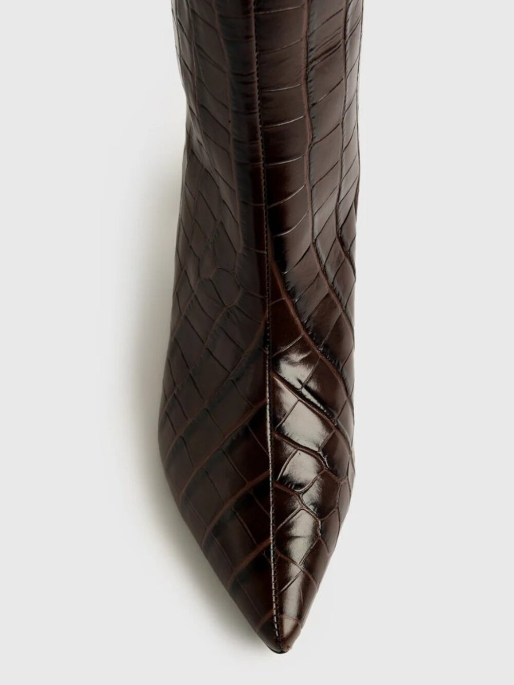Schutz Maryana Lo Wide Crocodile Pointed Toe Boots in Dark Choco  ($278) - Picture 3 of 5